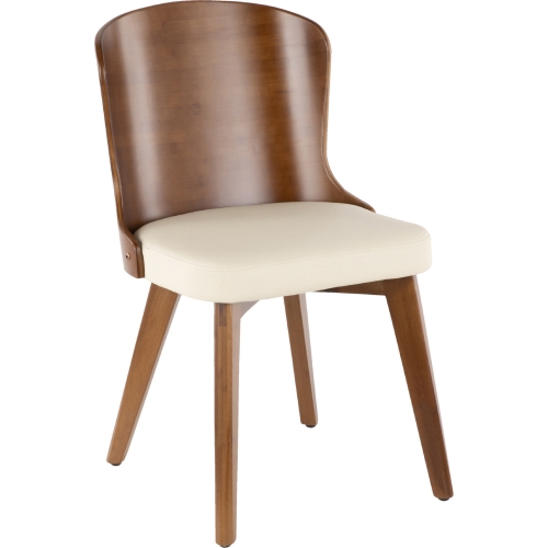 Bocello Dining Chair in Cream Leatherette & Walnut Finish